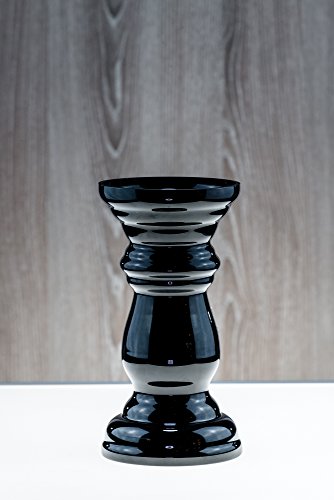 Kerzenständer / Blumenvase aus Glas Schwarz Kerzenhalter 22 cm Kerzenleuchter