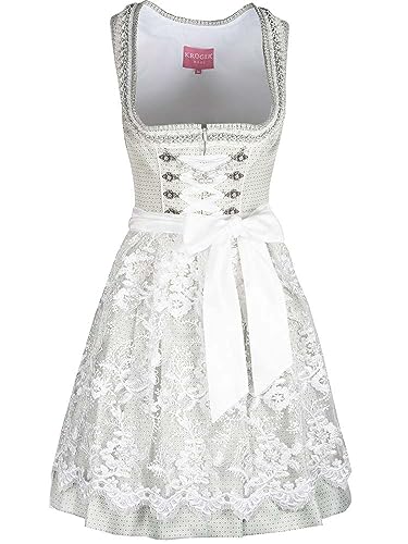 Krüger Dirndl Inka Damen hellgrün | Jacquard Spitze süß | 50cm Länge kurz Gr 40 im Sale