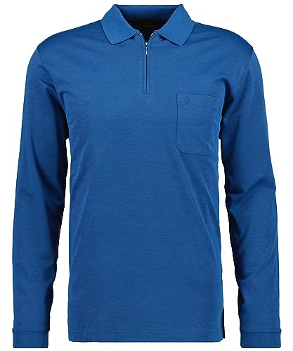 RAGMAN Herren Softknit-Poloshirt Langarm mit Zip , Blau-Melange-765 im Sale