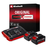 Thumbnail for Original Einhell Starter Kit 2x 3,0 Ah Akkus und Twincharger Power X-Change (Li-Ion, 18 V, 60 min Ladezeit, passend für alle Power X-Change Geräte) im Sale