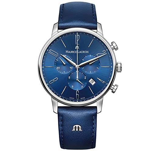 MAURICE LACROIX Men's Blue Eliros Chronograph Leather Watch EL1098-SS001-420-4 im Sale