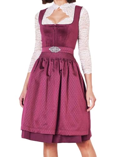 Krüger Dirndl Alisha 60cm Länge Knielang | Eleganten Samt-Dirndl mit gemusterter Dirndlschürze | Damen im Sale