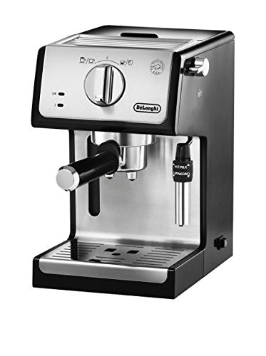 De'Longhi ECP 35.31 Espresso Siebträgermaschine | Siebträgerhalter mit Aluminium Finish | Professionelle Milchschaum Düse | Filtereinsatz für 1 oder 2 Tassen | Auch für Pads Geeignet | Schwarz-Silber im Sale