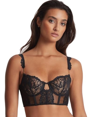 Aubade Damen Flowermania Bustier Geformter BH, Durchsichtig, Schwarz (Noir), 36D im Sale