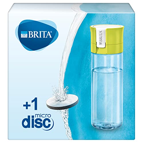 BRITA Wasserfilter-Flasche limone / Praktische Trinkflasche mit Wasserfilter für unterwegs aus BPA-freiem Kunststoff / Filtert beim Trinken / spülmaschinengeeignet, 7.5 x 7.5 x 22.0 cm