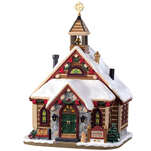 Lemax 95477 - Pinewood Springs Chapel - Neu 2019 - Vail Village - Beleuchtete Miniatur Kirche/Kapelle - Porzellan