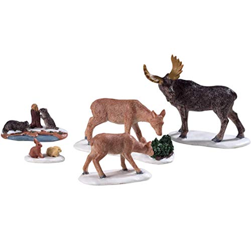 Lemax 92771 - Wild Animals 5er Set - Wilde Tiere/Waldtiere - Kleine Weihnachtsfiguren für Weihnachtsdorf/Weihnachtswelt