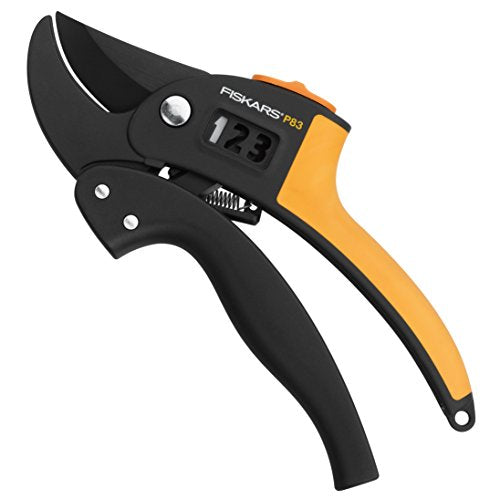 Fiskars Amboss-Gartenschere für trockene Zweige und Äste, Antihaftbeschichtet, Hochwertige Stahl-Klingen, Länge: 19 cm, Schwarz/Orange, PowerStep, P83, 1000575 im Sale