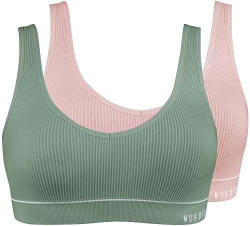 Nur Die Damen Retro Bustier 2er Pack Unterw sche, Rose/Khaki, 36-38 EU im Sale