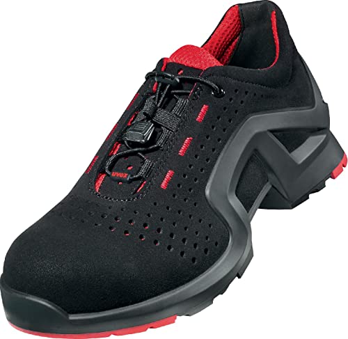 Uvex 1 x-tended support Halbschuh, Sicherheitsschuhe S1 SRC, Arbeitsschuhe für Damen & Herren, Schwarz/Rot, Größe 46