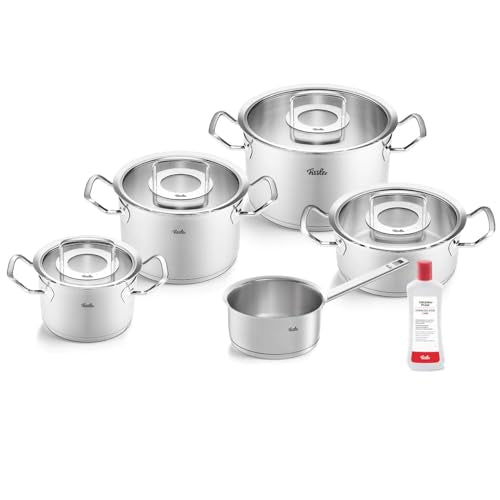 Fissler Original-Profi Collection/Edelstahl-Kochtopfset, 5-teilig, inkl. Glas-Deckel + Gratis Edelstahlpflege - Induktion, Silber im Sale