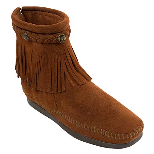 Minnetonka Hi Top Back Zip Boot, Damen Kurzschaft Mokassin Boots, Braun (Brown), im Sale