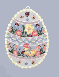 Thumbnail for Plauener Spitze Ostern Fensterbild Osterei mit Blumen 28x19 cm