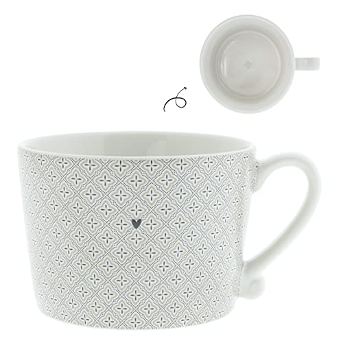 Bastion Collections Tasse mit Henkel little Mosaic Keramik weiss titane Keramiktasse Geschirr Küche gedeckter Tisch BC Cup, RJ/CUP 083 BT