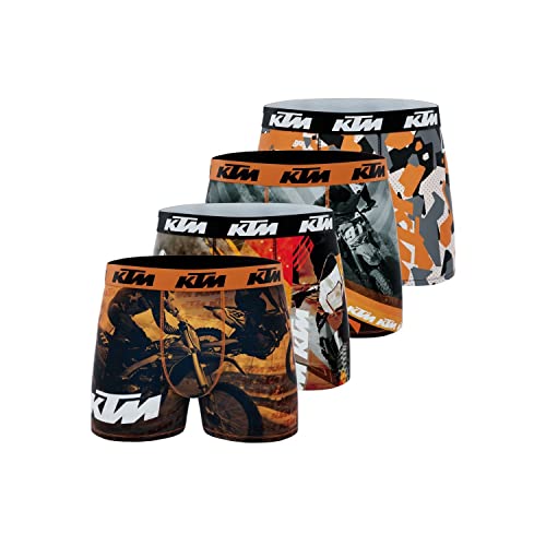 Boxershorts Herren Leicht, Unterhosen Männer, Kreuzen, Anti-Schweiss (4er Pack), Grau/Orange/Schwarz, im Sale