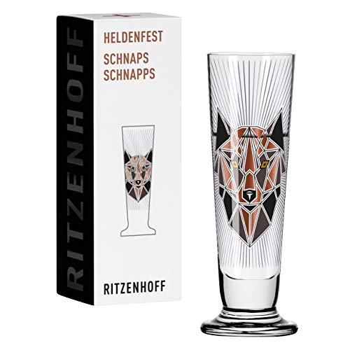 RITZENHOFF 1068249 Schnaps-Glas ml – Serie Heldenfest, Motiv Nr. 8 – Tierwesen – rund, mehrfarbig – Made in Germany im Sale