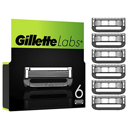 Gillette Labs Rasierklingen für Rasierer, 6 Ersatzklingen, für Gillette Labs Nassrasierer Herren mit Reinigungs-Element und Heated Razor