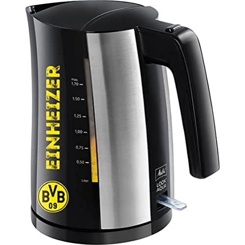 Wasserkocher - MELITTA - Look Aqua BVB Fan Edition 1026-02 BK SST, mit automatischer Endabschaltung, verdecktem Heizelement und Überhitzungsschutz, 1,7 L, 2400 W, Schwarz im Sale