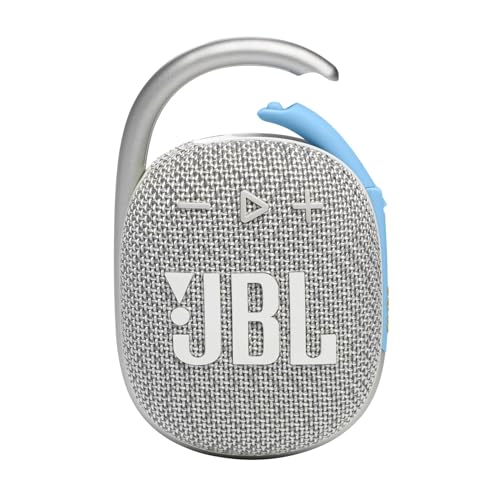 JBL Clip 4 Eco Bluetooth Lautsprecher aus recyceltem Material in Weiß – Wasserdichte, tragbare Musikbox mit praktischem Karabiner – Bis zu 10 Stunden kabelloses Musik Streaming im Sale