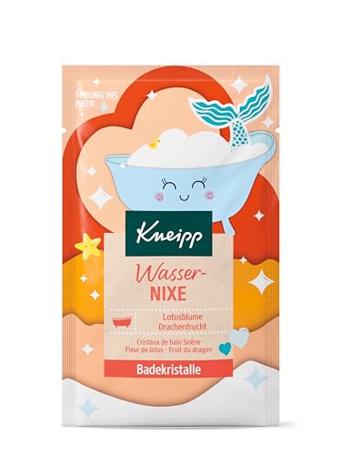 Kneipp Badekristalle Wassernixe - Badezusatz mit natürlichen Extrakten aus Lotusblume und Drachenfrucht entführt dich in eine Unterwasserwelt mit korallfarbenem Wasser & blumig-fruchtigem Duft - 60g