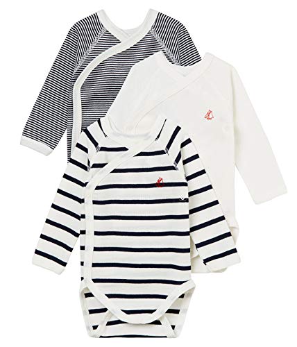 Petit Bateau Unisex BabyLangarm-Body für Neugeborene (3er Pack) , Variante 1, 6 Monate im Sale