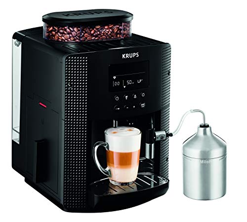 Krups Essential Kaffeevollautomat mit Milchschlauch, 2-Tassen-Funktion, LCD-Display, Einfache Reinigung, Kaffeemaschine, TÜV-Siegel, Schwarz, EA816031 im Sale