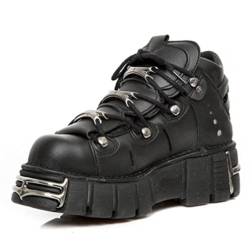 New Rock Tower Stiefeletten M-106-VS1 Unisex Metallisch Schwarz Vegan Leder Gothic Punk Rock 46 im Sale