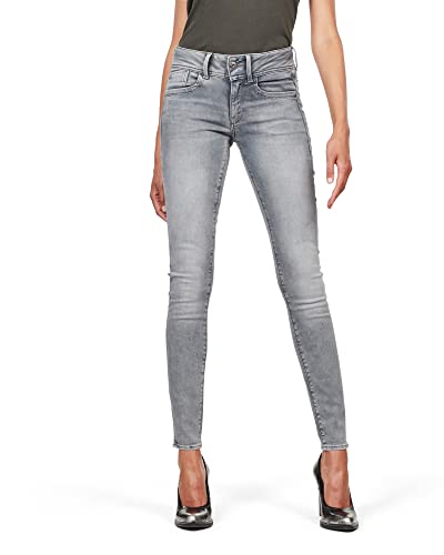 G-STAR Damen Lynn Mid Waist Skinny Jeans, Grau (Faded Industrial Grey D06746-9882-B336), 29W / 30 im Sale