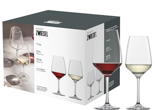 SCHOTT ZWIESEL 8er Gläserset Tulip, jeweils 4 Weißweingläser und Rotweingläser im Set, spülmaschinenfeste Tritan-Kristallgläser, Made in Germany (Art.-Nr. 124094) im Sale