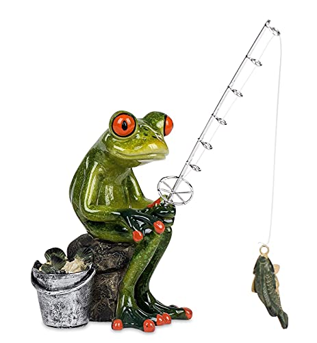 formano lustige Frösche Figur Frosch Angler sitzend Fisch Poly 15 cm im Sale