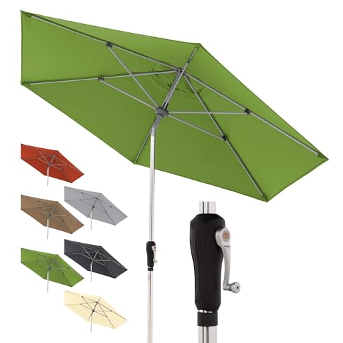 Doppler Sonnenschirm SL-AZ Auto Tilt 275 cm Fresh Green - Gartenschirm knickbar - Kurbelschirm mit UV-Schutz 80+ - Kurbelschirm aus Aluminium - regenabweisendes Polyester-Schirmdach