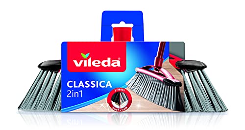 Vileda 2-in-1 Zimmer-Besen Classica - Ersatzkopf für Besen mit Stiel ideal für die Aufnahme von Staub und Haaren, Grau im Sale