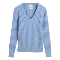 Thumbnail for GANT Damen Stretch Cotton Cable V-Neck Pullover, Clear Sky, Large im Sale