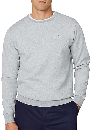 Hackett London Herren Double Knit Crew Sweatshirt, Grey (Light Grey), im Sale