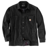 Thumbnail for Carhartt Men's Rugged Flex Relaxed Fit Canvas Fleece-Lined Snap-Front Jac Work Utility Button Down Shirt, Black, im Sale