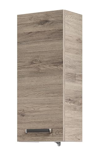 Pelipal Badezimmer Hängeschrank Quickset 313 in Sanremo Eiche Terra quer Nachbildung, 30 cm breit | Bad Wandschrank mit 1 Tür und 2 Einlegeböden im Sale