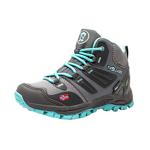 Trollkids Rondane Wanderschuh Hiker Mid, Anthrazit/Minze, im Sale