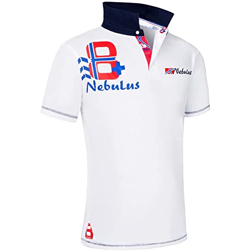 Nebulus Herren Poloshirt Tore, Poloshirt, Stehkragen, Hemd, weiß - im Sale