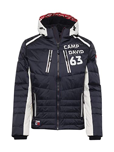 Camp David Herren Steppjacke im Colour Design mit Logo Artworks Deep Sea im Sale