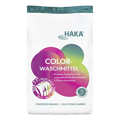 HAKA Colorwaschmittel-Pulver, für 77 Waschgänge, Farbschutz, ohne Aluminium, 3 Kg