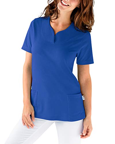 CLINIC DRESS Longshirt - Damen Shirt leicht tailliert 1/2 Arm hinten länger Saum abgerundet 60° Wäsche königsblau 50/52 im Sale