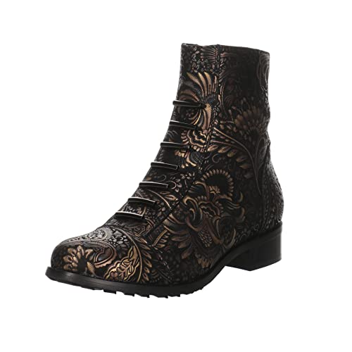 Simen Damen Stiefeletten Schuhe Stiefelette Glitzerdetails Lederkombination Elegant Freizeit gemustert barock brokat ornamentmuster im Sale