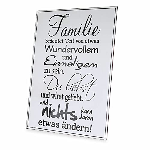 Loberon Deko-Schild Family Love, Dekorativer Schriftzug, Lebensfrohes Motto für die Familie, Wanddekoration, Wohn-Accessoire, Eisen, weiß im Sale