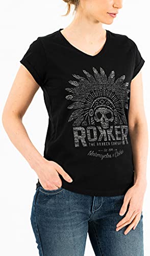 Rokker Indian Bonnet Damen T-Shirt (Black,S) im Sale