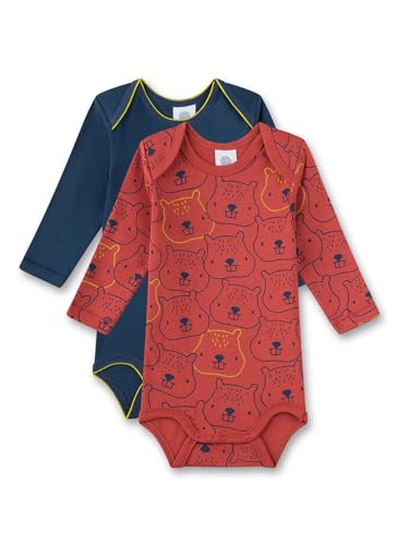 Sanetta Baby-Body Langarm (Doppelpack) Dunkelblau und Rot mit Biber | Hochwertiger und nachhaltiger Body für Jungen aus Bio-Baumwolle. Inhalt: 2er Set Baby Body 086 im Sale