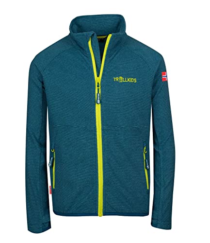 Trollkids Mädchen Fleece Jacke Noresund, Petrolblau/Grün, Größe 104 im Sale