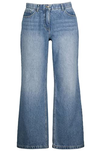 Ulla Popken Damen Marlenejeans Mary, Weites Bein, Komfortbund, Biobaumwolle Jeans, Blue Denim, 40W / 34L EU im Sale