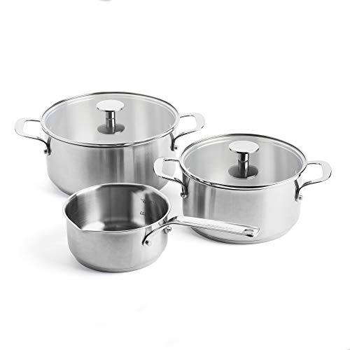 KitchenAid Stainless Steel 5-teiliges Kochgeschirr-Set, 3-lagige Antihaftbeschichtung, induktionsgeeignet, backofenfest, spülmaschinenfest, silber