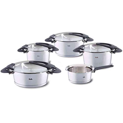 Fissler Intensa / Edelstahl-Topfset, 5-teilig,Töpfe mit Metall-Deckel (3 Kochtöpfe, 1 Bratentopf, 1 Stielkasserolle-deckellos) - Induktion im Sale