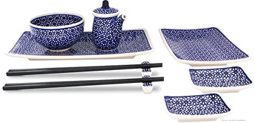 Original Bunzlauer Keramik Sushi-Set 8-teilig, Dekor 120